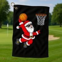 Christmas Santa Claus Dunking A Basketball Boys Xmas Cute Gift Golf Towel thumb 1