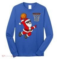 Christmas Santa Claus Dunking A Basketball Boys Xmas Cute Gift Long Sleeve Shirt thumb 0
