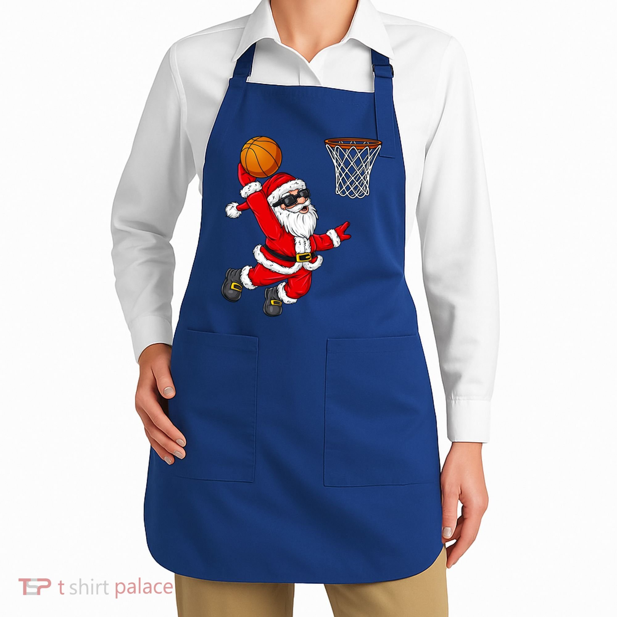 Christmas Santa Claus Dunking A Basketball Boys Xmas Cute Gift Apron