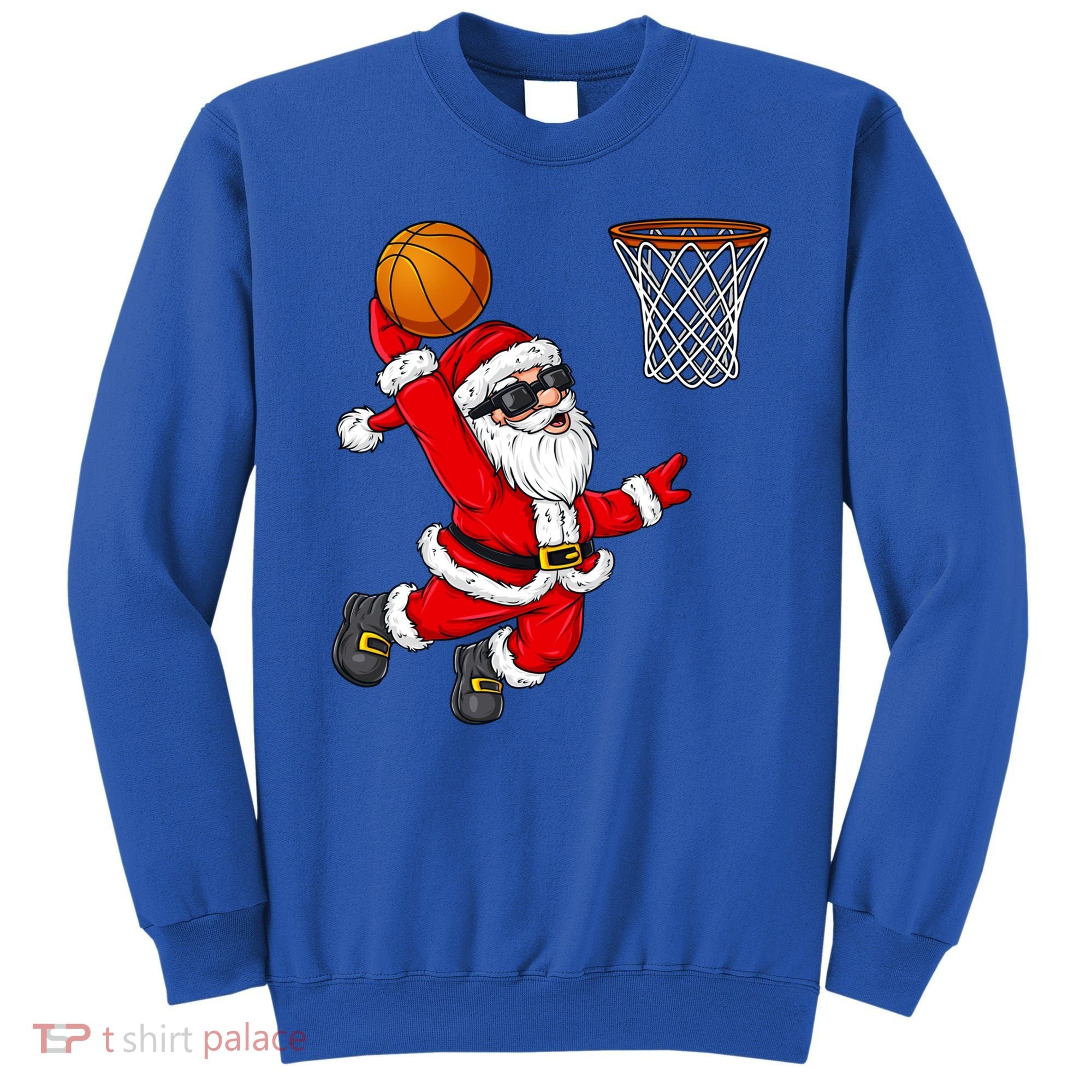 Christmas Santa Claus Dunking A Basketball Boys Xmas Cute Gift Sweatshirt