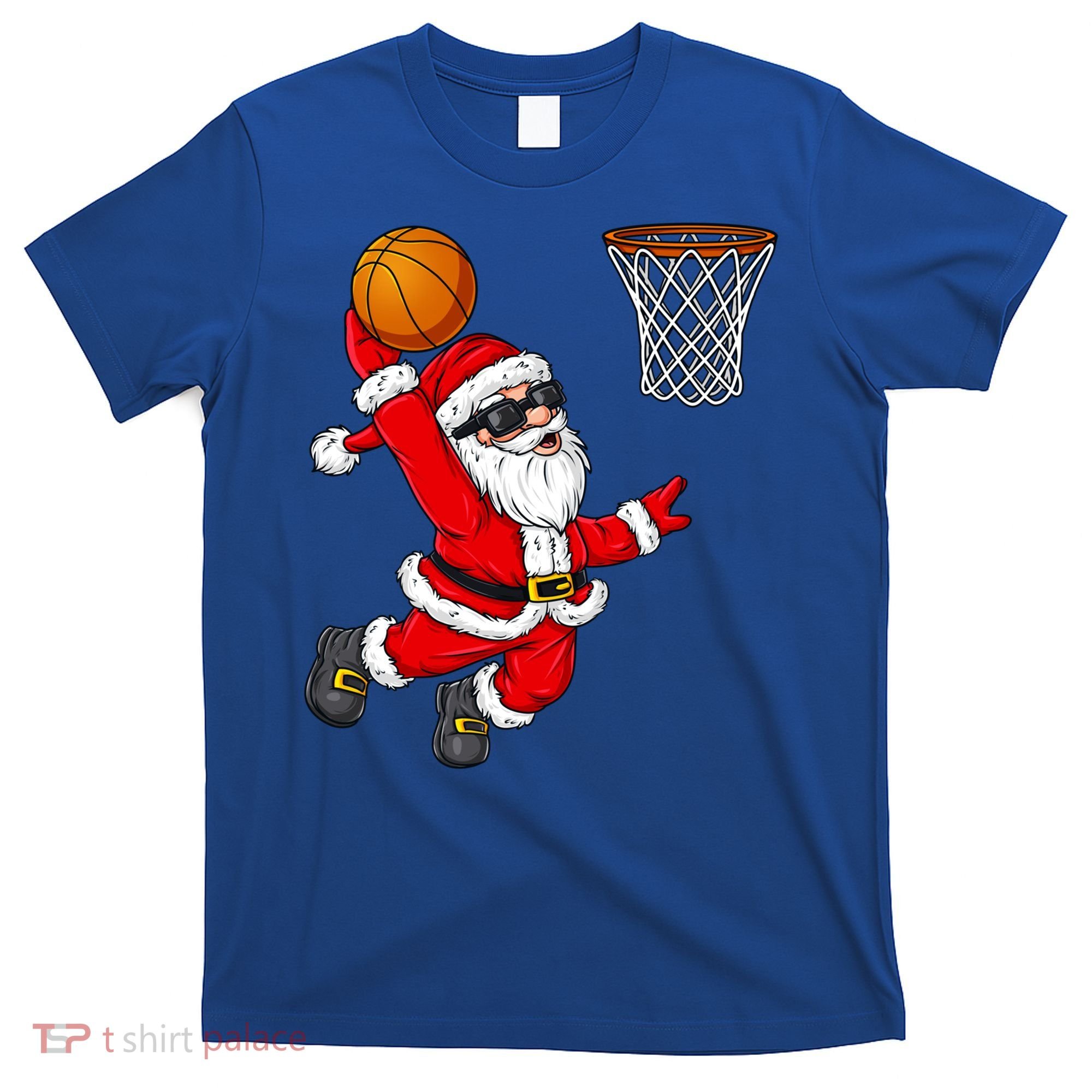 Christmas Santa Claus Dunking A Basketball Boys Xmas Cute Gift T-Shirt