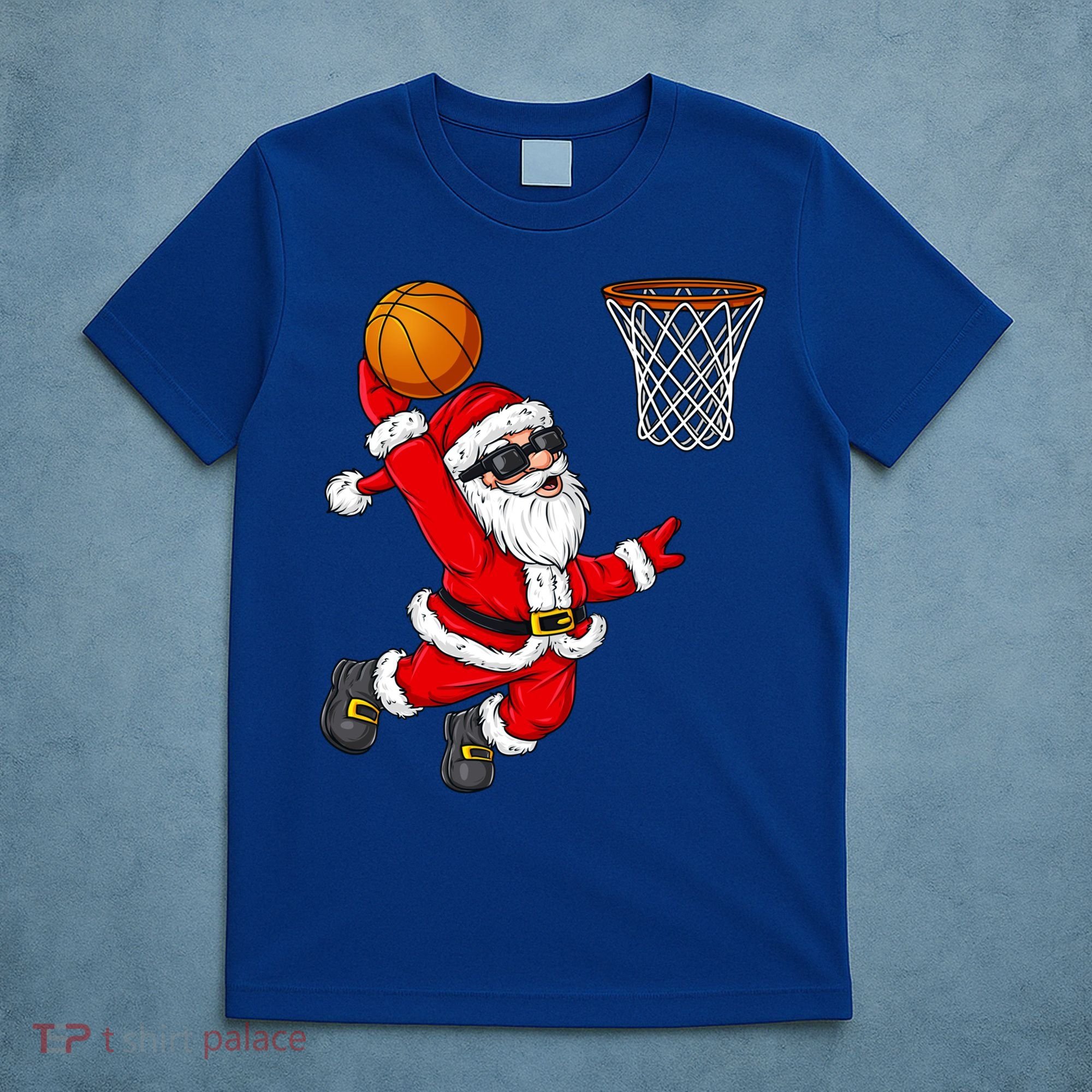 Christmas Santa Claus Dunking A Basketball Boys Xmas Cute Gift T-Shirt