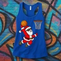 Christmas Santa Claus Dunking A Basketball Boys Xmas Cute Gift Women's Tank Top thumb 3