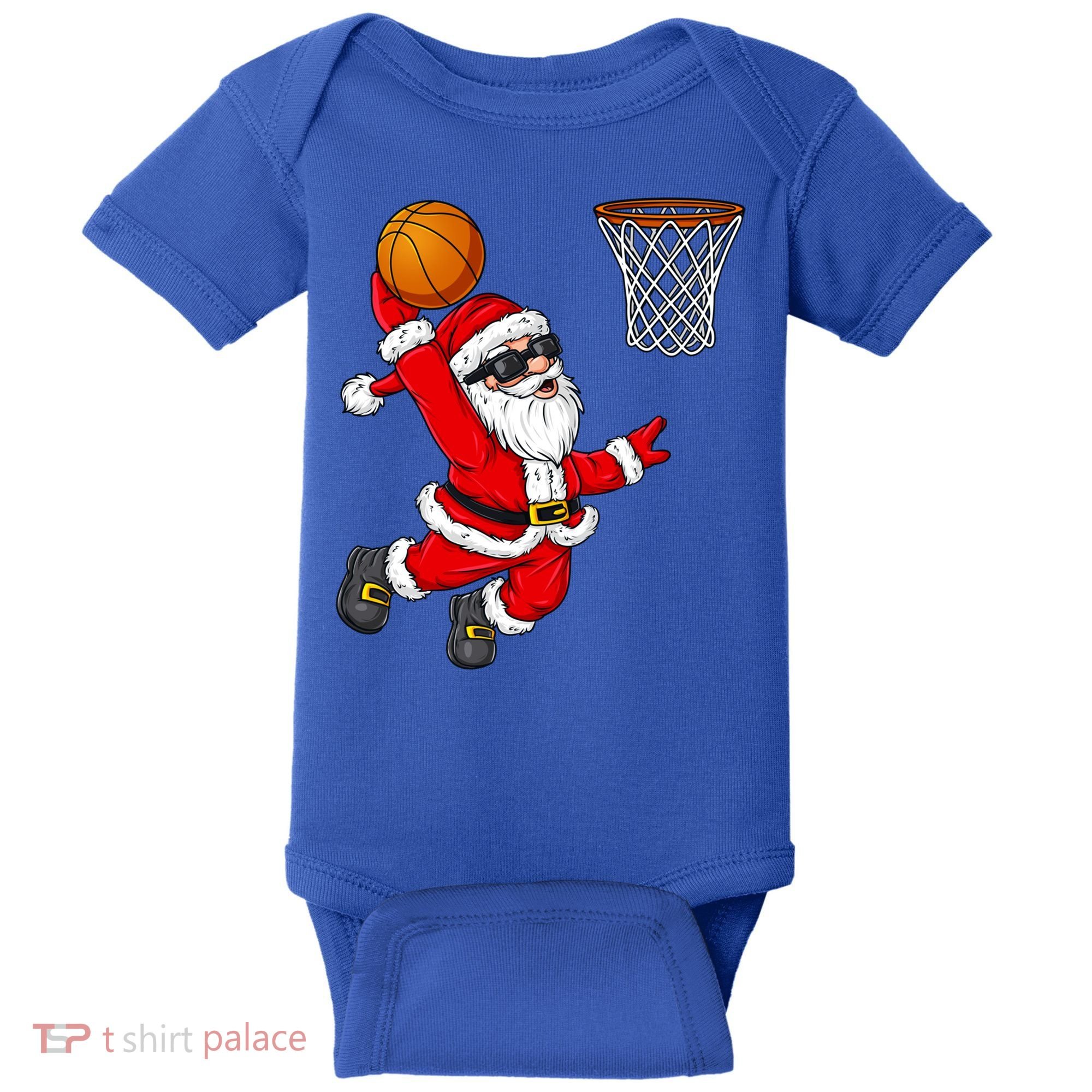 Christmas Santa Claus Dunking A Basketball Boys Xmas Cute Gift Baby Bodysuit