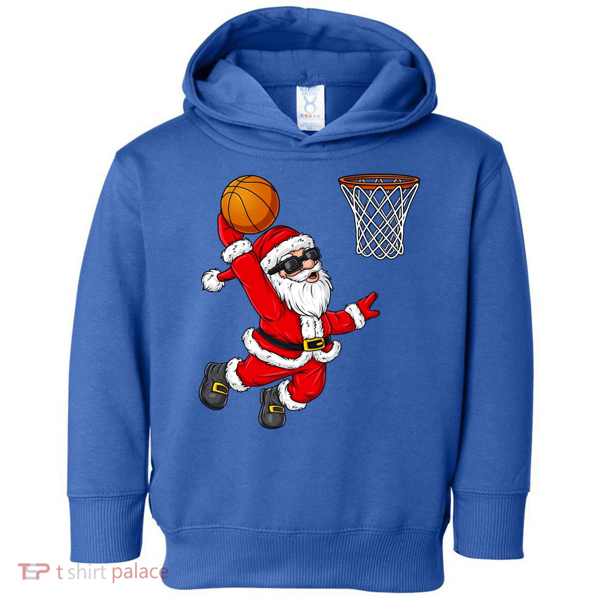 Christmas Santa Claus Dunking A Basketball Boys Xmas Cute Gift Toddler Hoodie