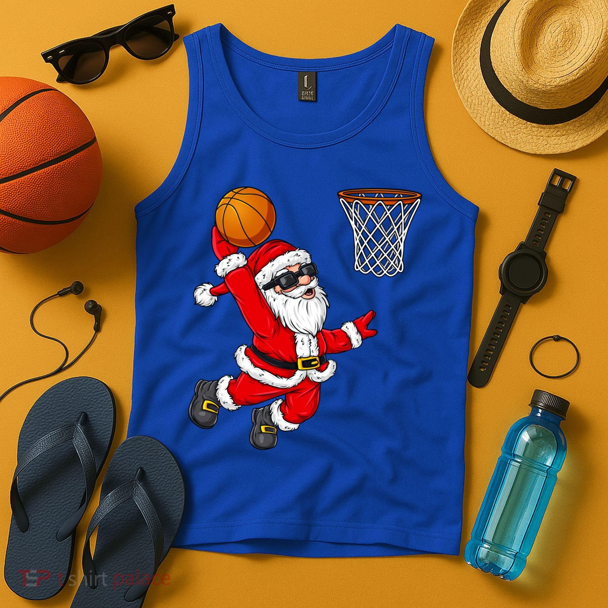 Christmas Santa Claus Dunking A Basketball Boys Xmas Cute Gift Tank Top