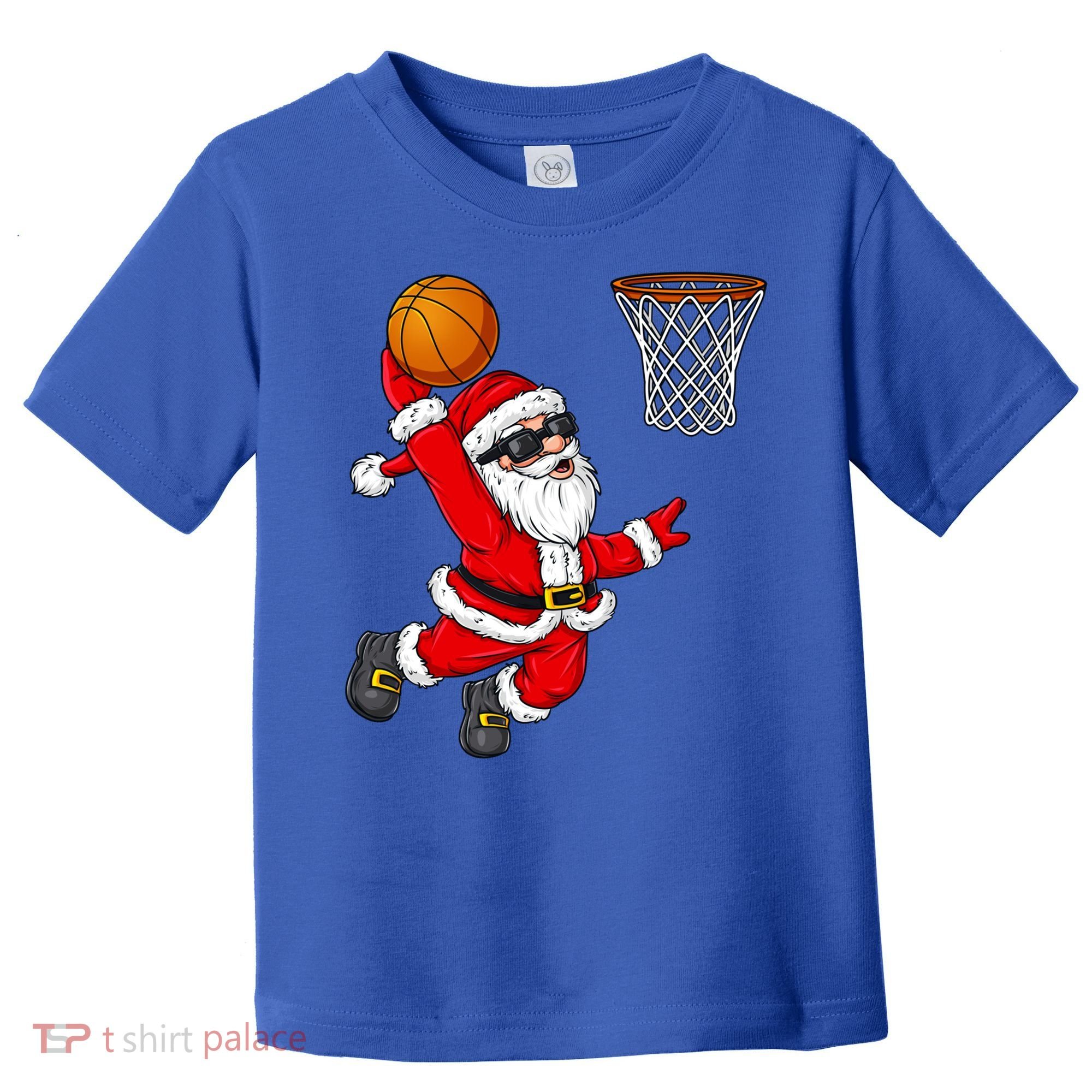 Christmas Santa Claus Dunking A Basketball Boys Xmas Cute Gift Toddler T-Shirt