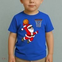 Christmas Santa Claus Dunking A Basketball Boys Xmas Cute Gift Toddler T-Shirt thumb 2