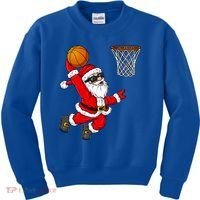 Christmas Santa Claus Dunking A Basketball Boys Xmas Cute Gift Kids Sweatshirt thumb 0