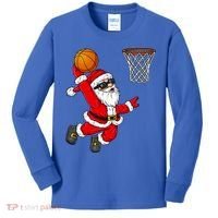 Christmas Santa Claus Dunking A Basketball Boys Xmas Cute Gift Kids Long Sleeve Shirt thumb 0