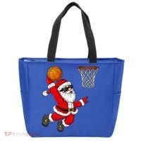 Christmas Santa Claus Dunking A Basketball Boys Xmas Cute Gift Tote Bag thumb 0