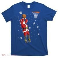 Christmas Santa Claus Dunking Basketball Pajama Xmas Lover Cool Gift T-Shirt thumb 0