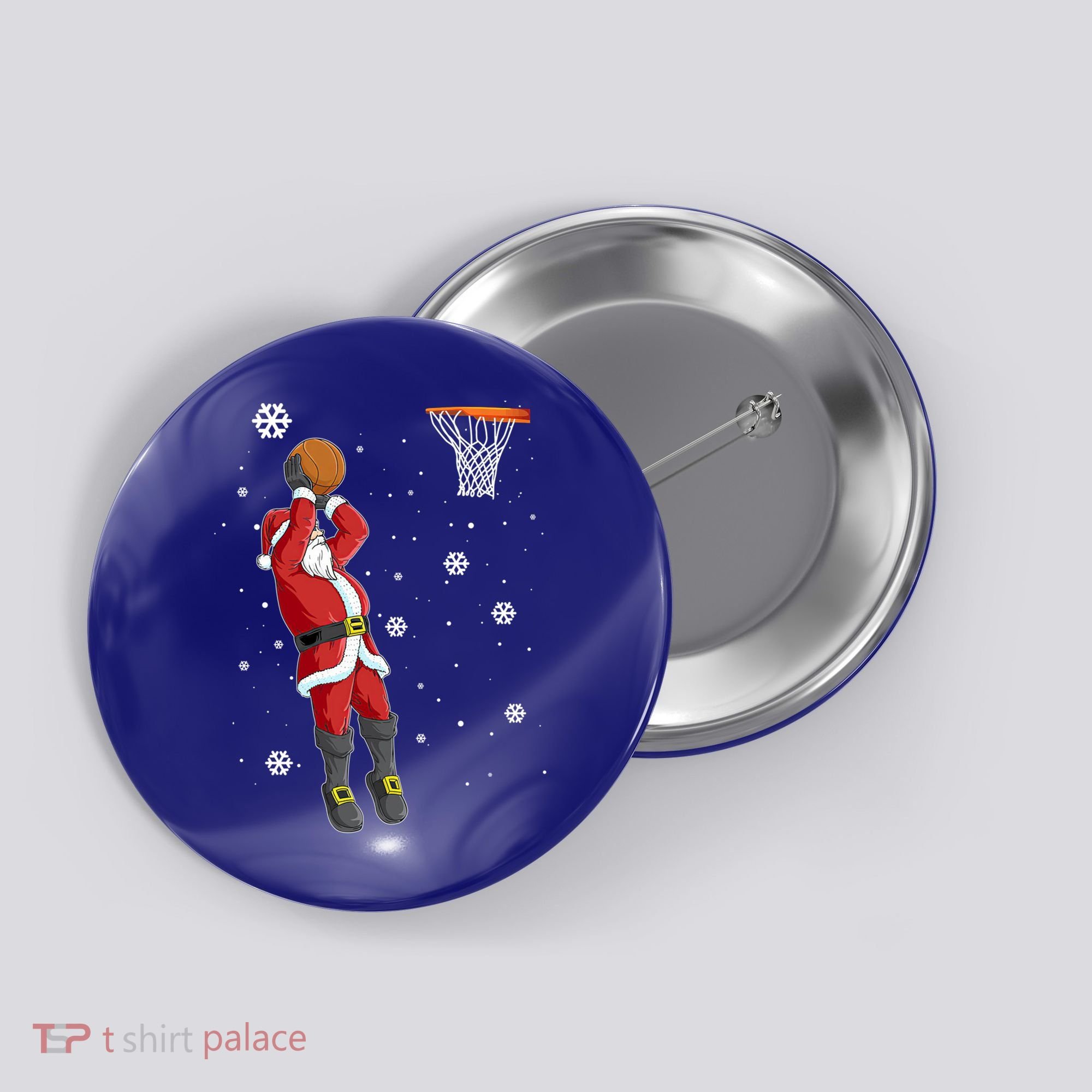 Christmas Santa Claus Dunking Basketball Pajama Xmas Lover Cool Gift Button