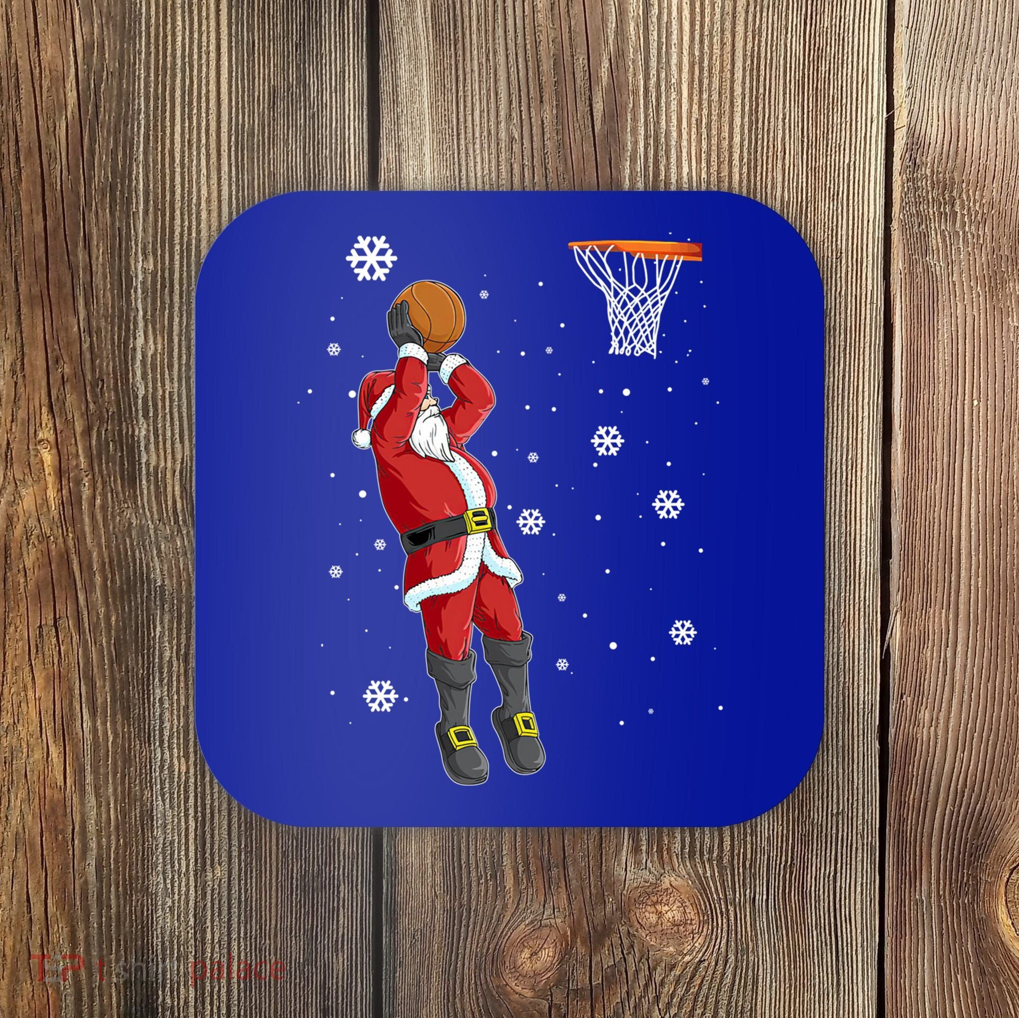 Christmas Santa Claus Dunking Basketball Pajama Xmas Lover Cool Gift Coaster