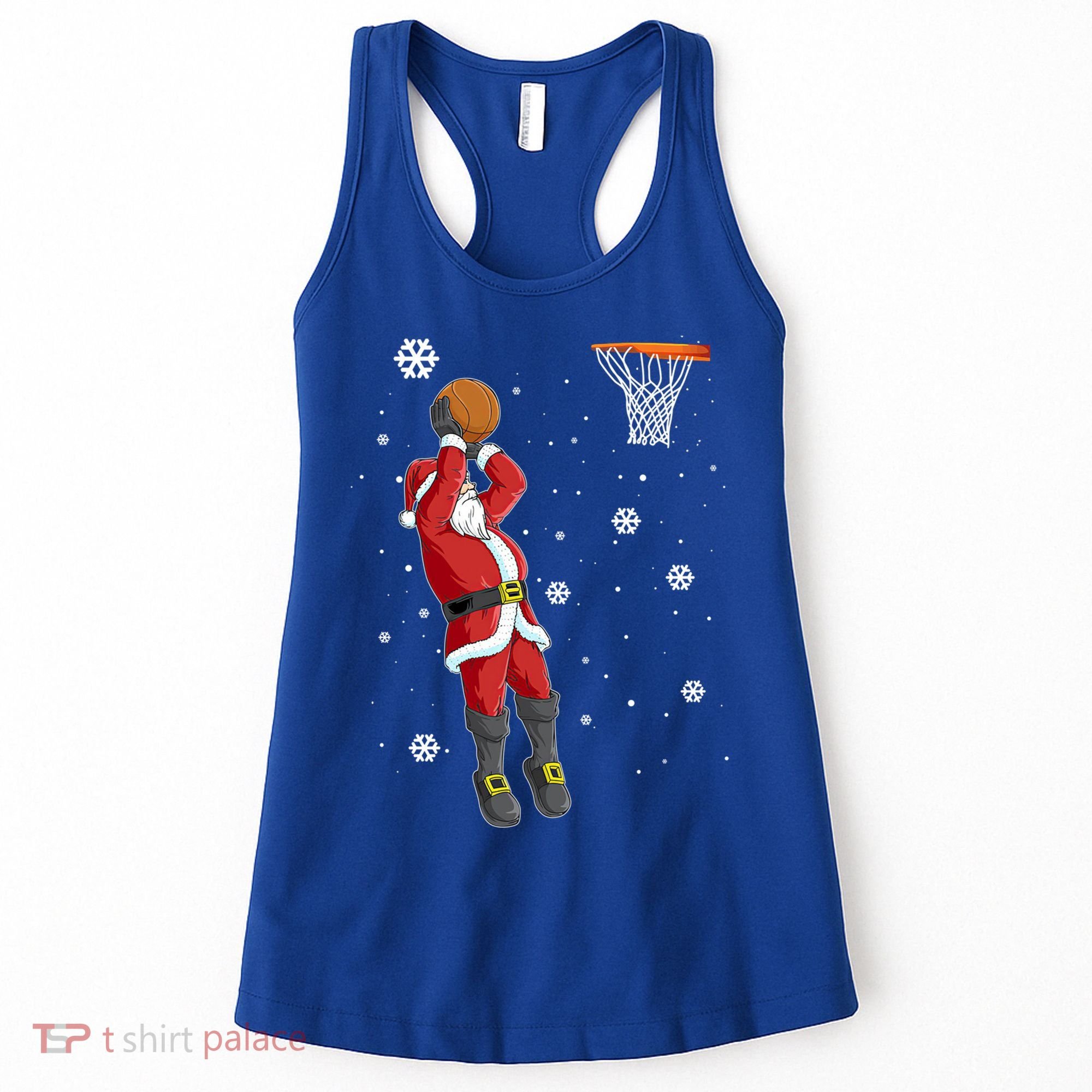 Christmas Santa Claus Dunking Basketball Pajama Xmas Lover Cool Gift Women's Tank Top