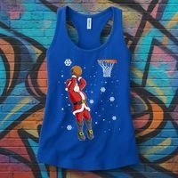 Christmas Santa Claus Dunking Basketball Pajama Xmas Lover Cool Gift Women's Tank Top thumb 3