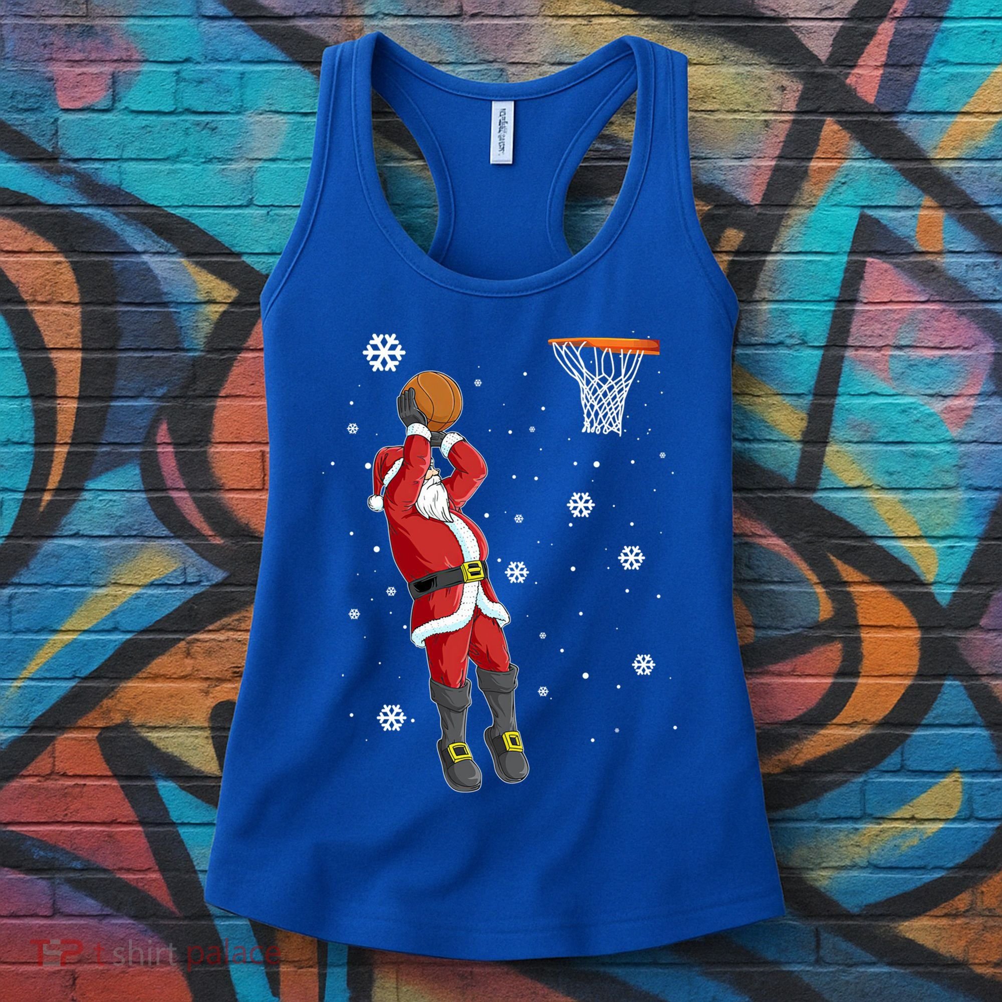 Christmas Santa Claus Dunking Basketball Pajama Xmas Lover Cool Gift Women's Tank Top