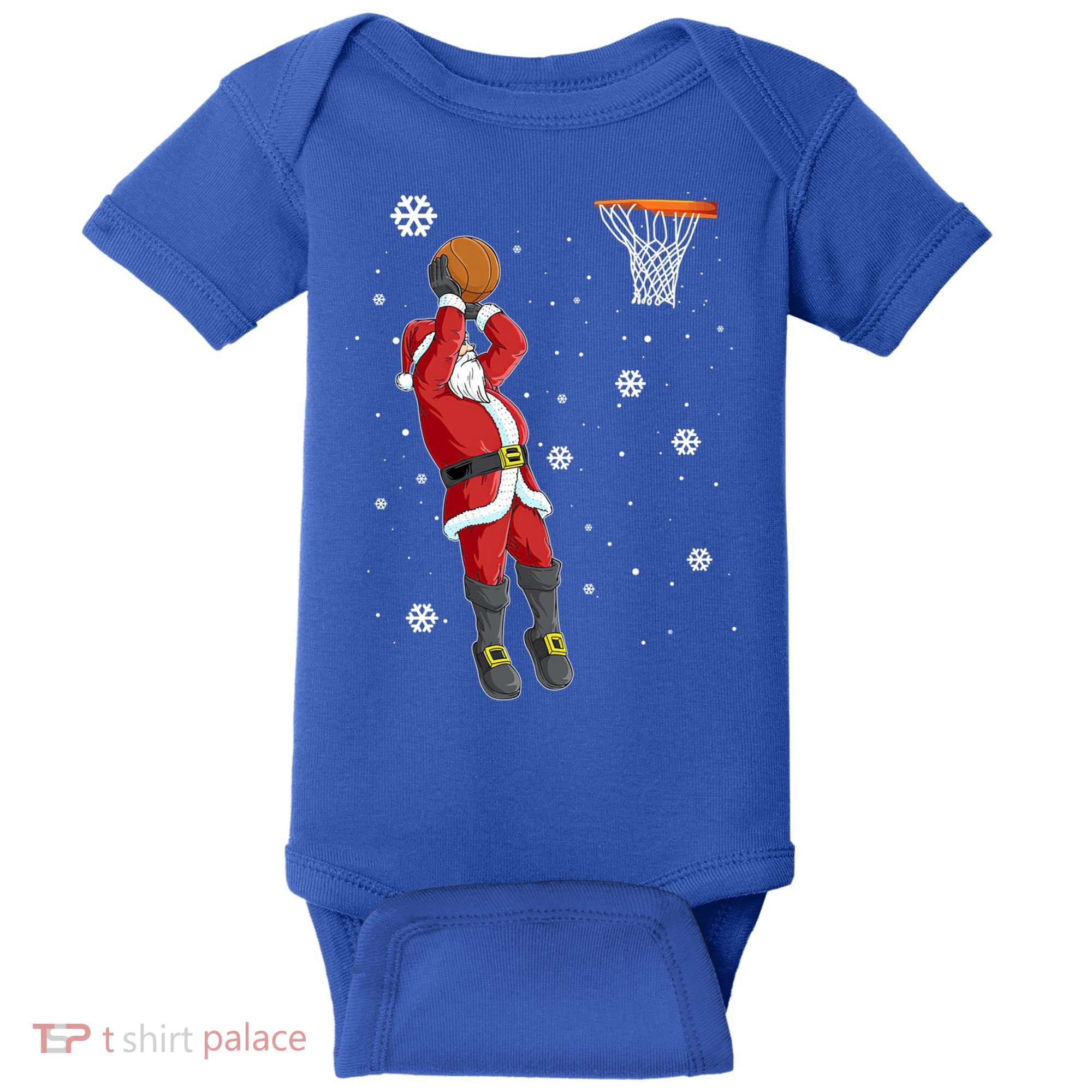 Christmas Santa Claus Dunking Basketball Pajama Xmas Lover Cool Gift Baby Bodysuit