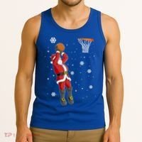 Christmas Santa Claus Dunking Basketball Pajama Xmas Lover Cool Gift Tank Top thumb 3