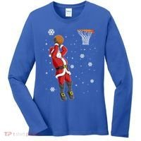 Christmas Santa Claus Dunking Basketball Pajama Xmas Lover Cool Gift Women's Long Sleeve Shirt thumb 0