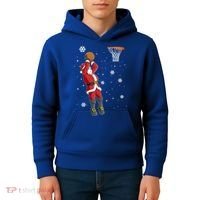 Christmas Santa Claus Dunking Basketball Pajama Xmas Lover Cool Gift Kids Hoodie thumb 4