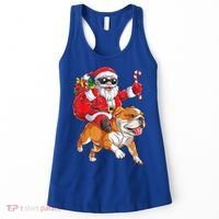 Christmas Santa Claus Riding English Bulldog Xmas Boys Dog Gift Women's Tank Top thumb 0