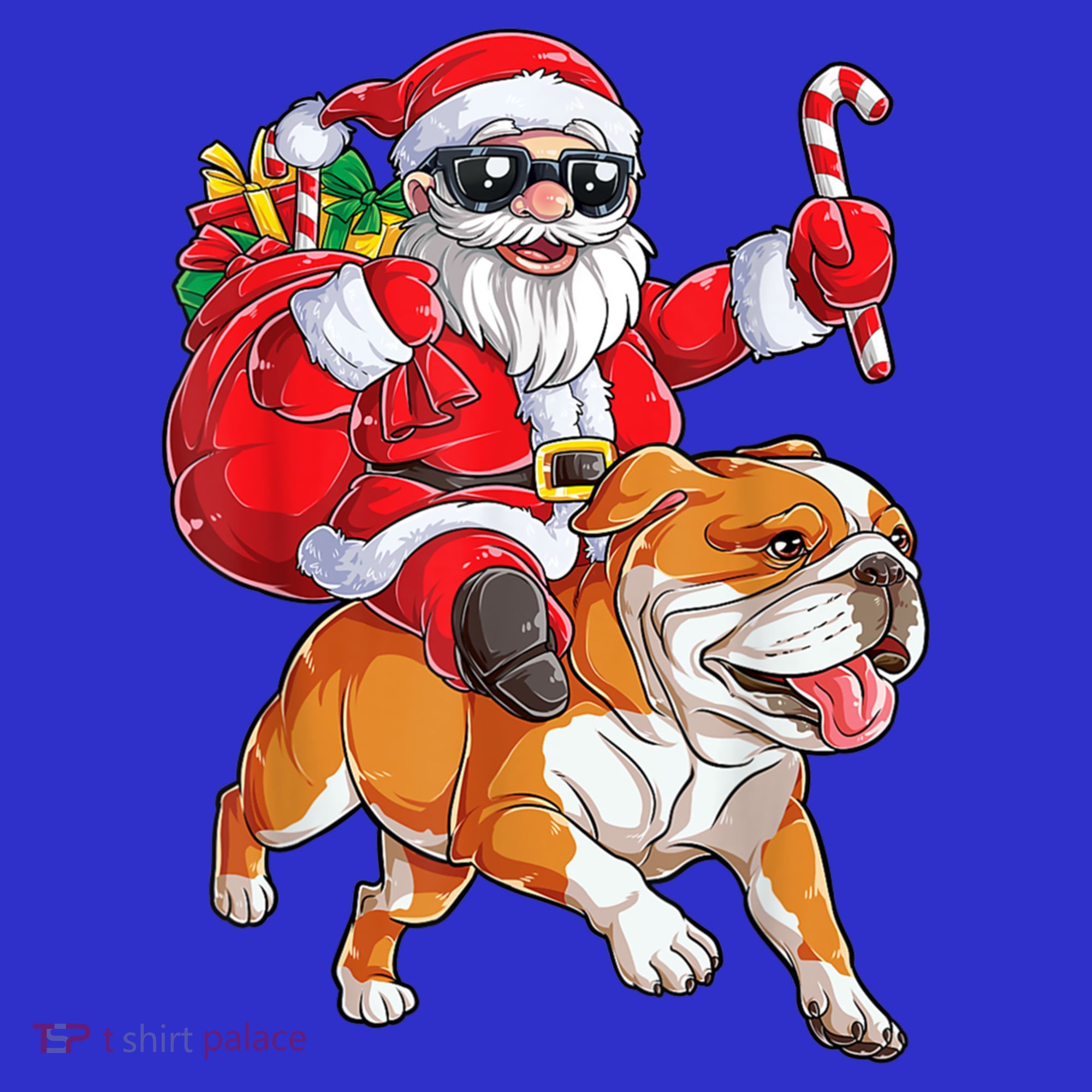 Christmas Santa Claus Riding English Bulldog Xmas Boys Dog Gift Women's Tank Top