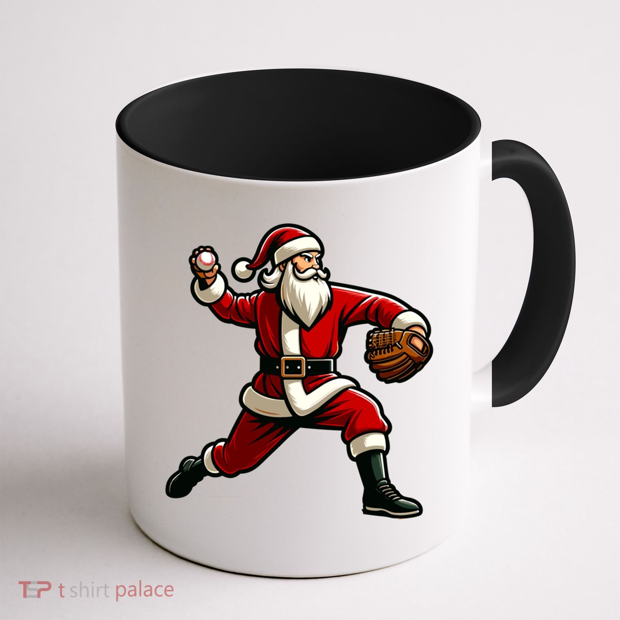 Christmas Santa Claus Baseball Pitcher Teens Xmas Funny Gift Coffee Mug