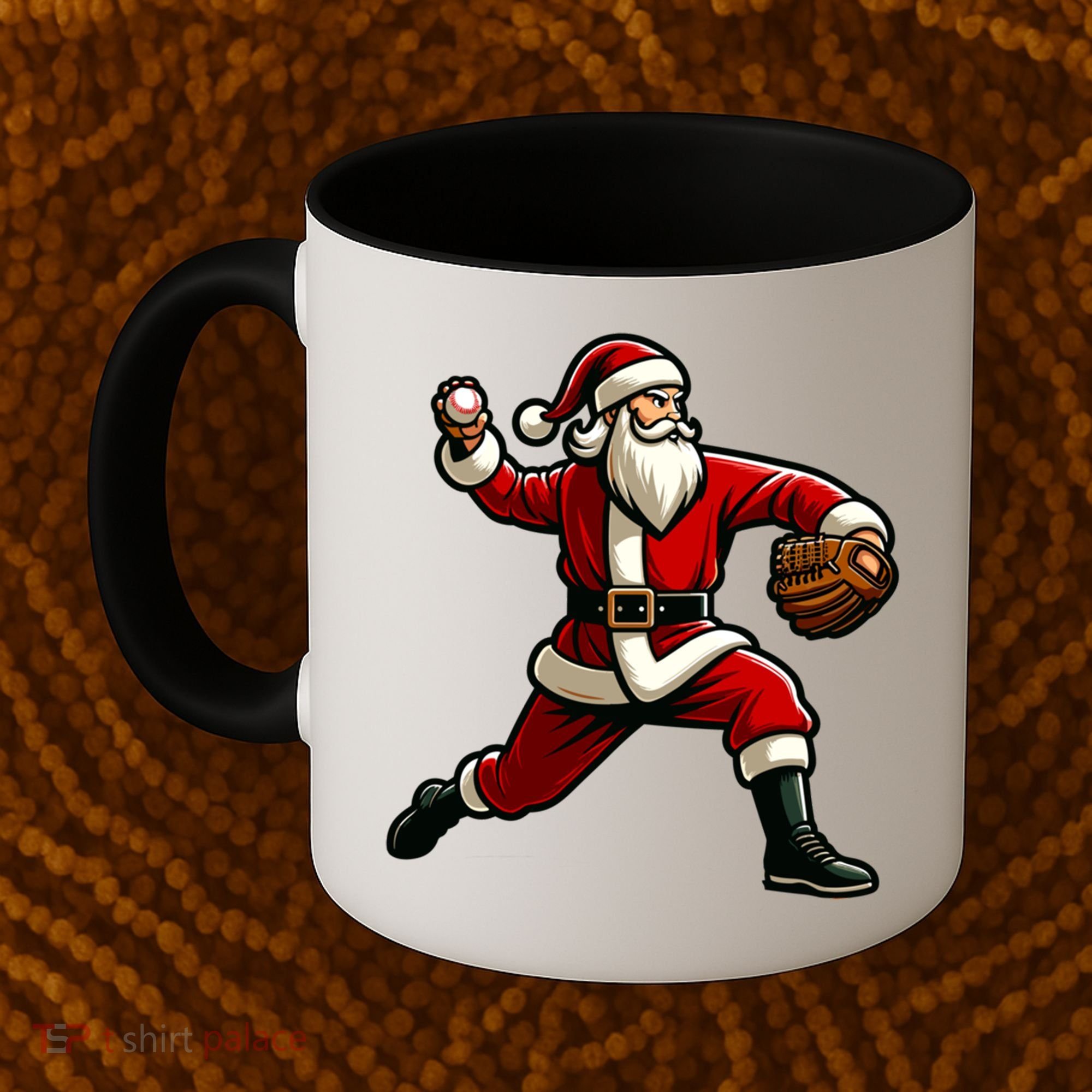 Christmas Santa Claus Baseball Pitcher Teens Xmas Funny Gift Coffee Mug