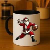 Christmas Santa Claus Baseball Pitcher Teens Xmas Funny Gift Coffee Mug thumb 4