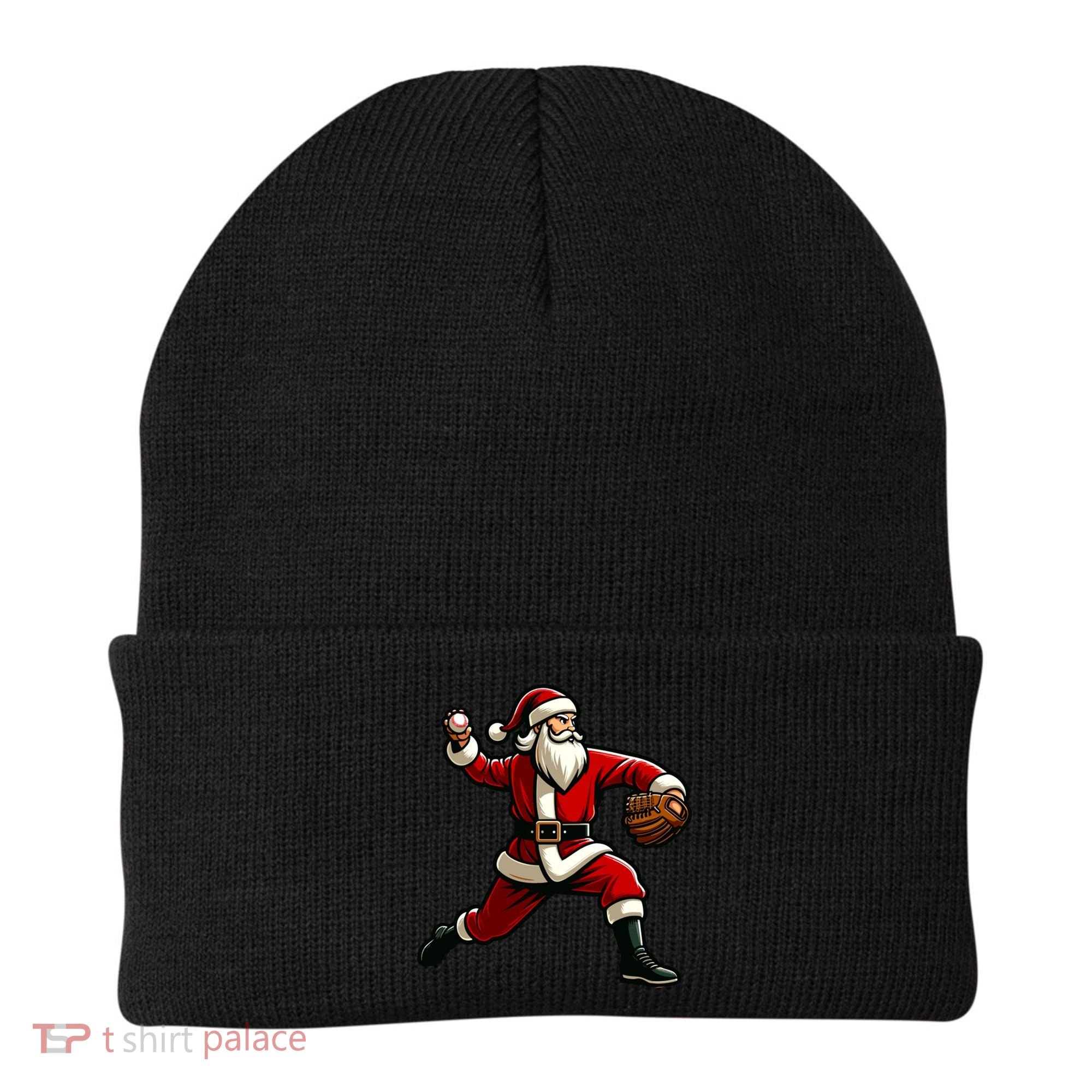 Christmas Santa Claus Baseball Pitcher Teens Xmas Funny Gift Beanie