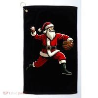 Christmas Santa Claus Baseball Pitcher Teens Xmas Funny Gift Golf Towel thumb 0