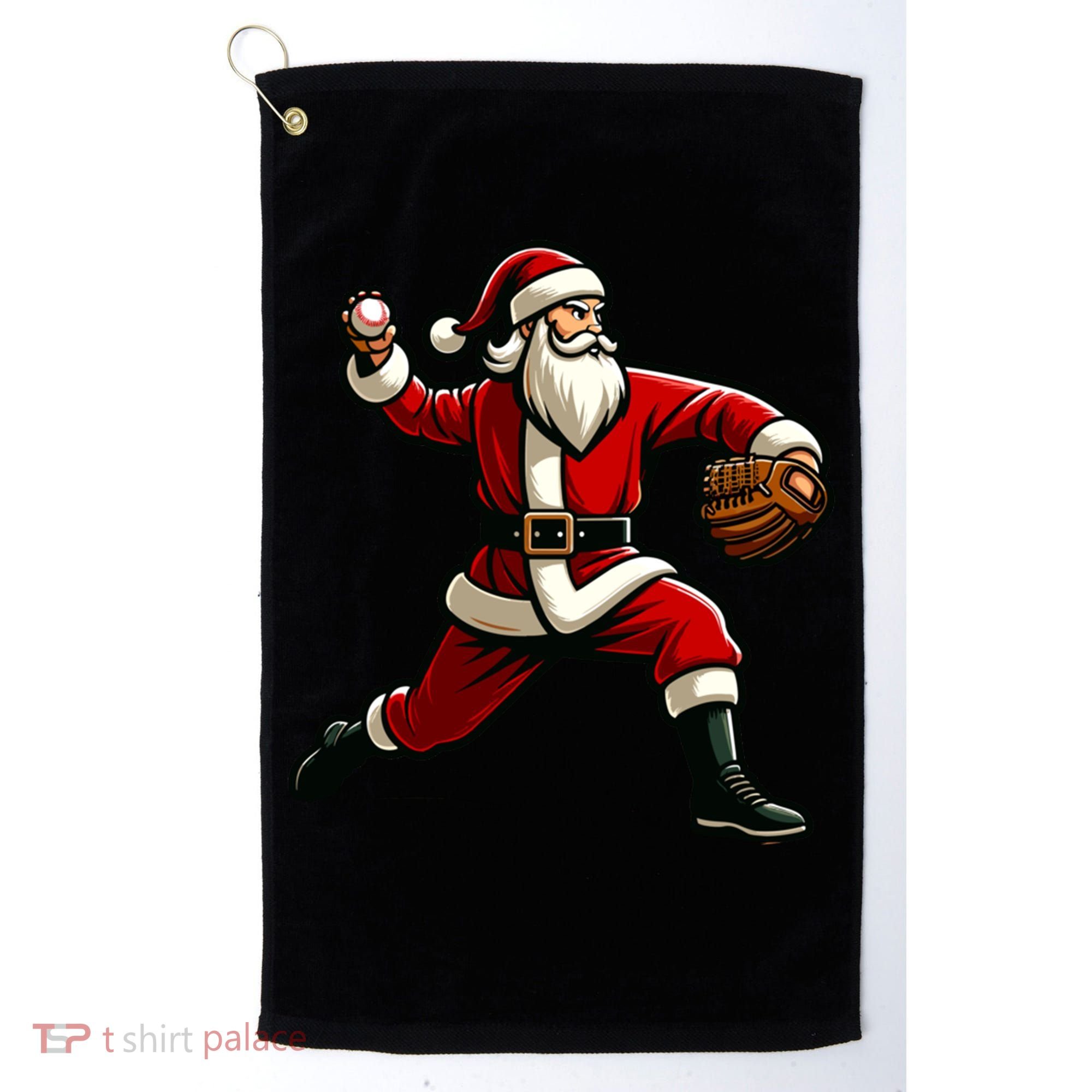 Christmas Santa Claus Baseball Pitcher Teens Xmas Funny Gift Golf Towel