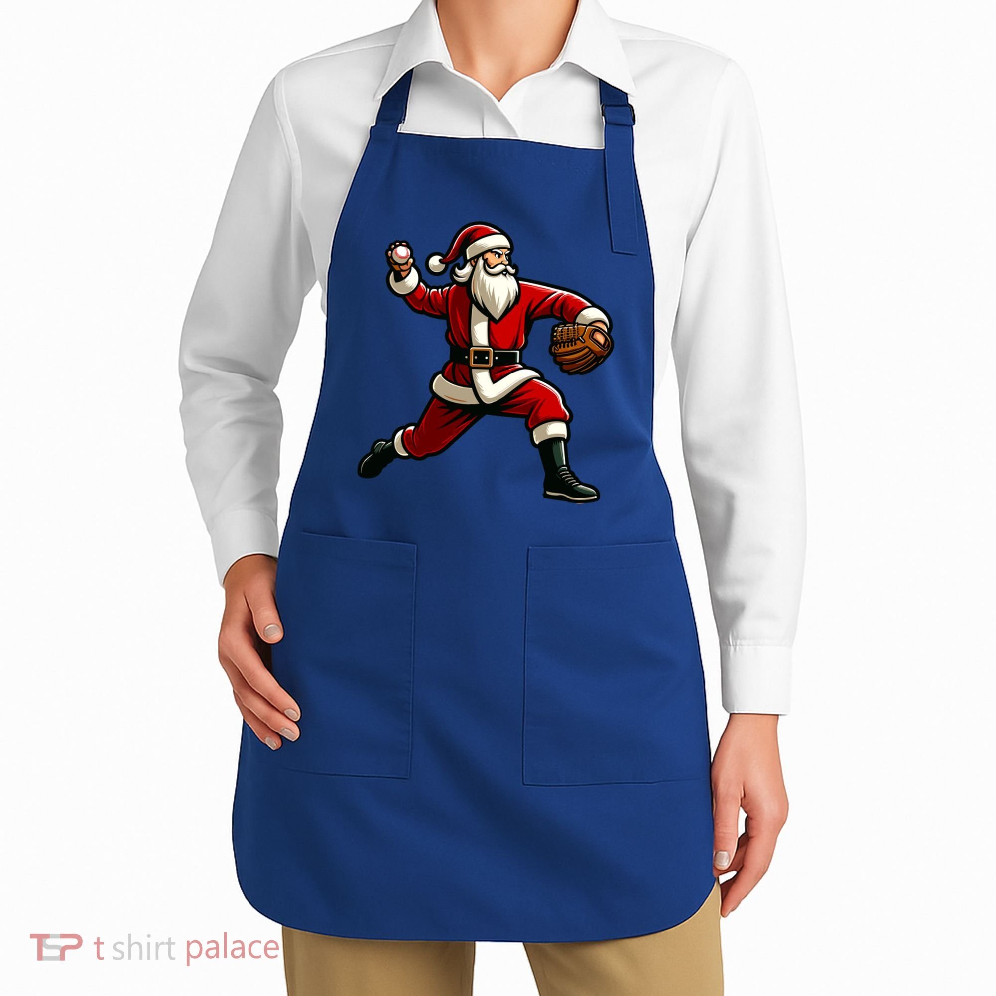 Christmas Santa Claus Baseball Pitcher Teens Xmas Funny Gift Apron
