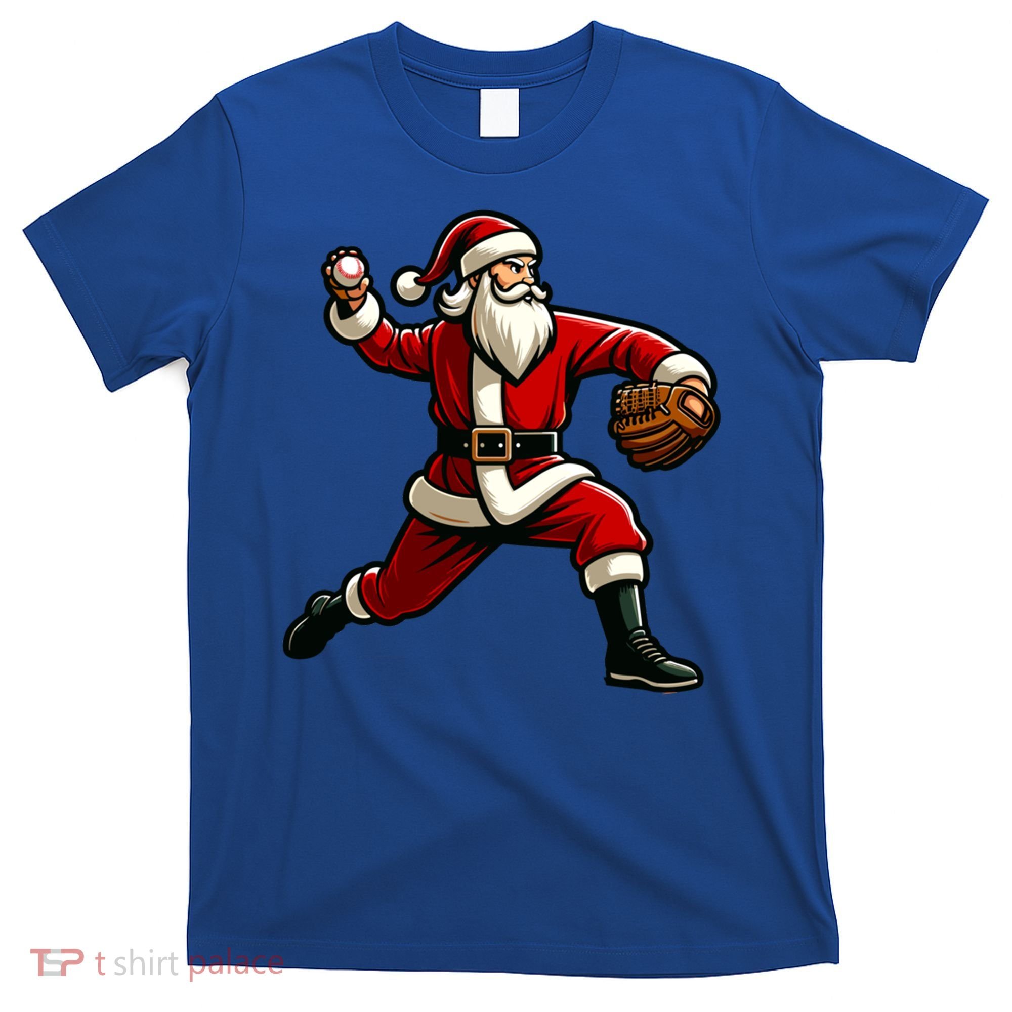 Christmas Santa Claus Baseball Pitcher Teens Xmas Funny Gift T-Shirt