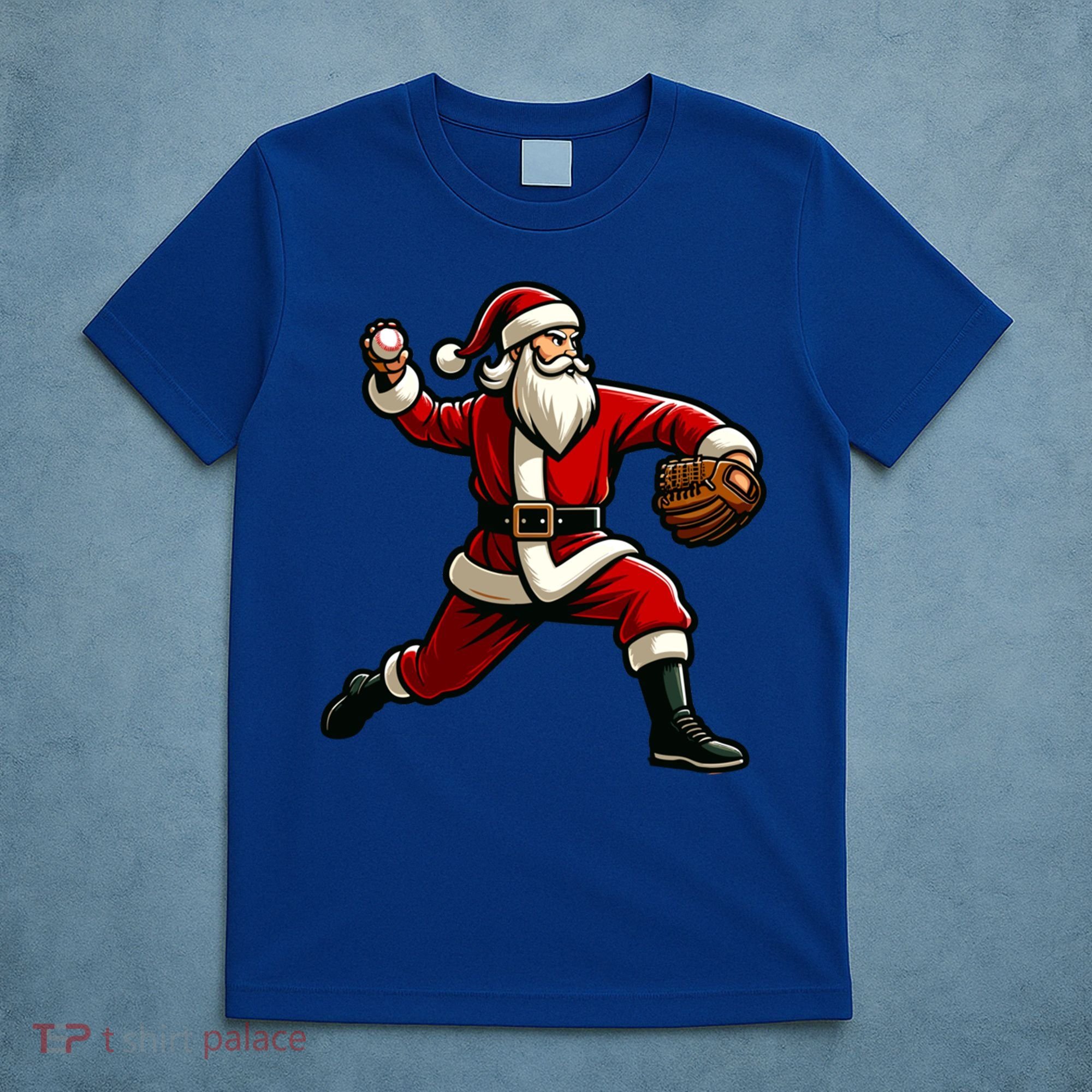 Christmas Santa Claus Baseball Pitcher Teens Xmas Funny Gift T-Shirt