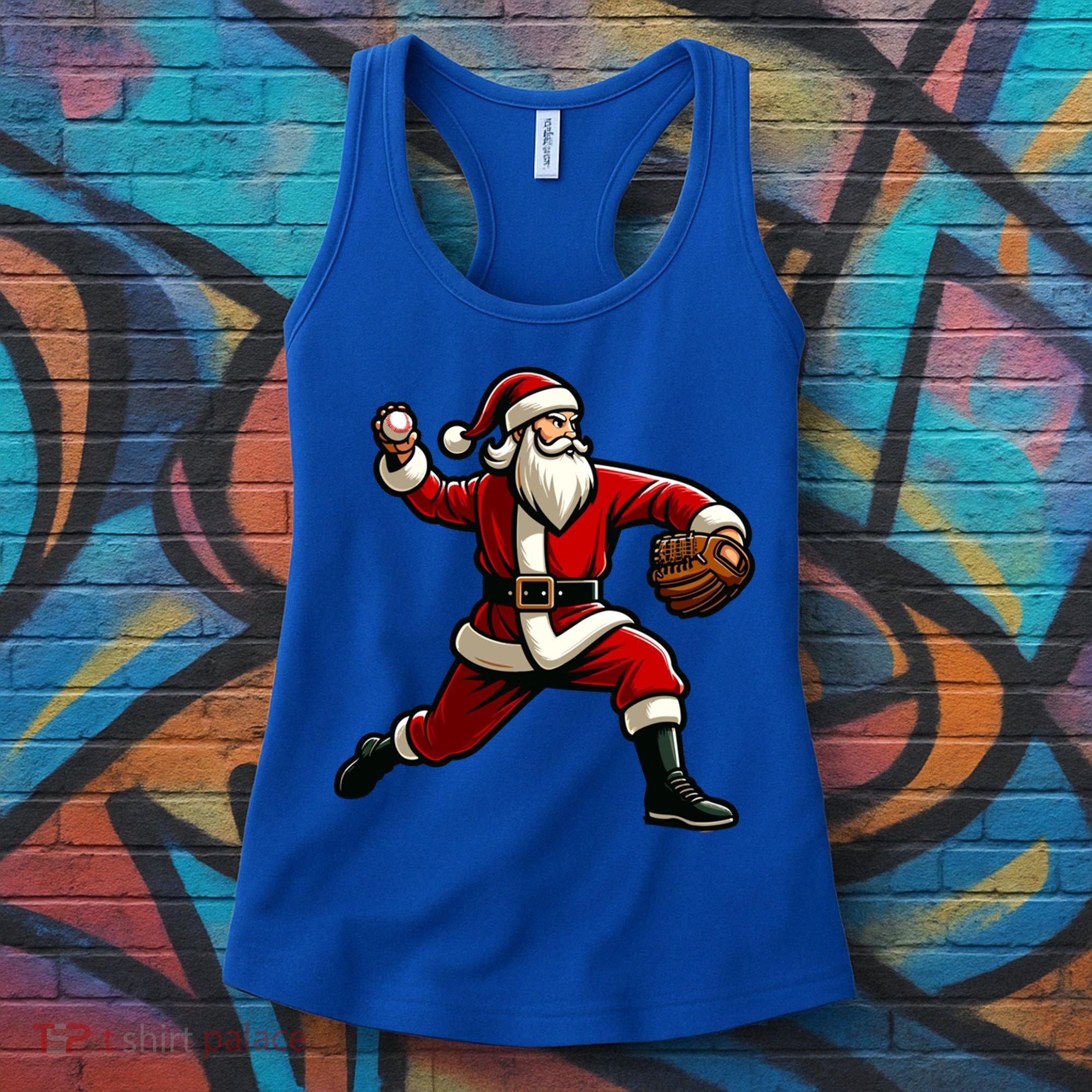 Christmas Santa Claus Baseball Pitcher Teens Xmas Funny Gift Women's Tank Top