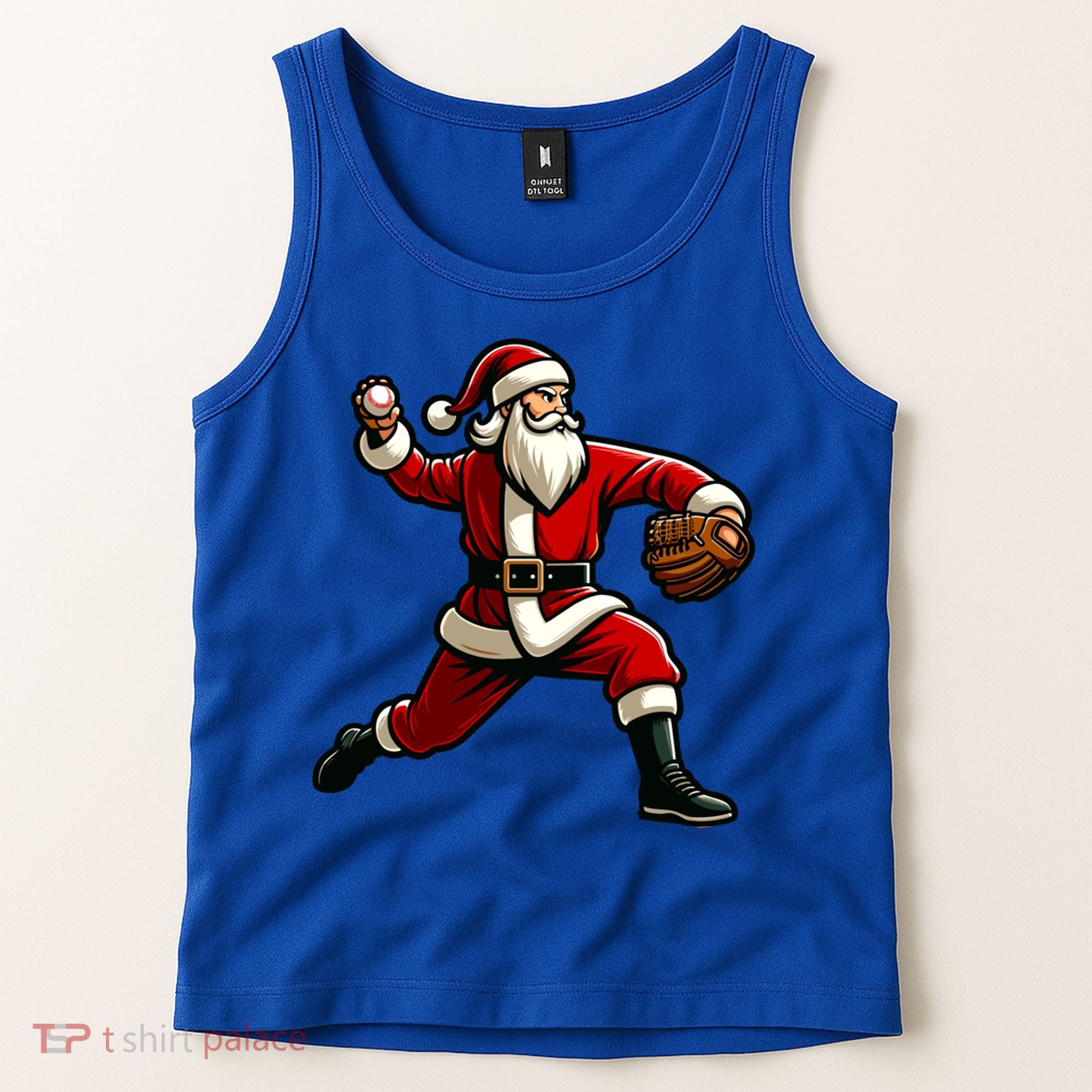 Christmas Santa Claus Baseball Pitcher Teens Xmas Funny Gift Tank Top