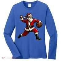 Christmas Santa Claus Baseball Pitcher Teens Xmas Funny Gift Women's Long Sleeve Shirt thumb 0