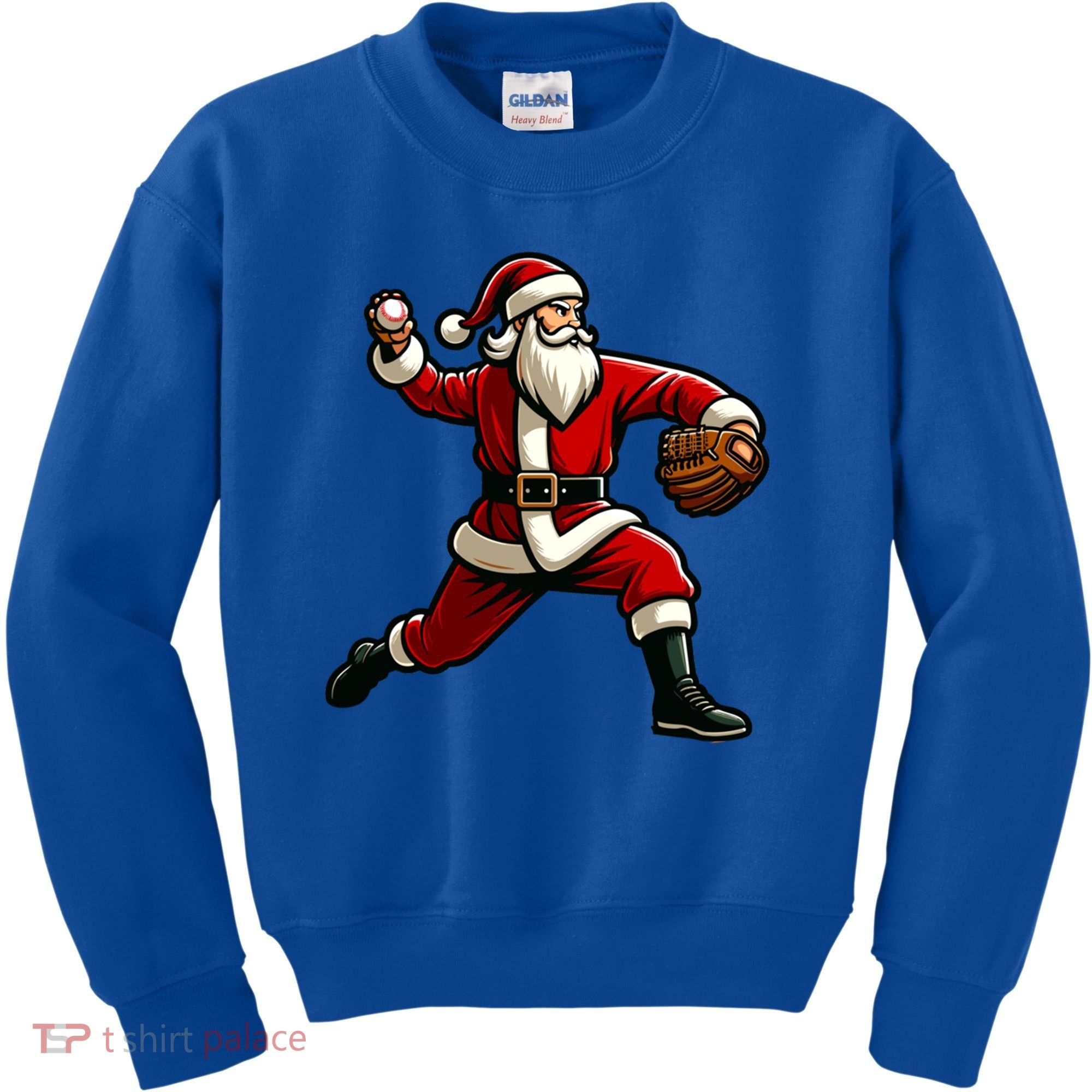 Christmas Santa Claus Baseball Pitcher Teens Xmas Funny Gift Kids Sweatshirt