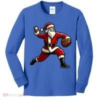 Christmas Santa Claus Baseball Pitcher Teens Xmas Funny Gift Kids Long Sleeve Shirt thumb 0