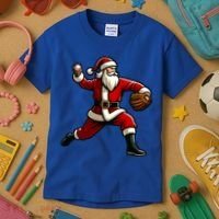 Christmas Santa Claus Baseball Pitcher Teens Xmas Funny Gift Kids T-Shirt thumb 3