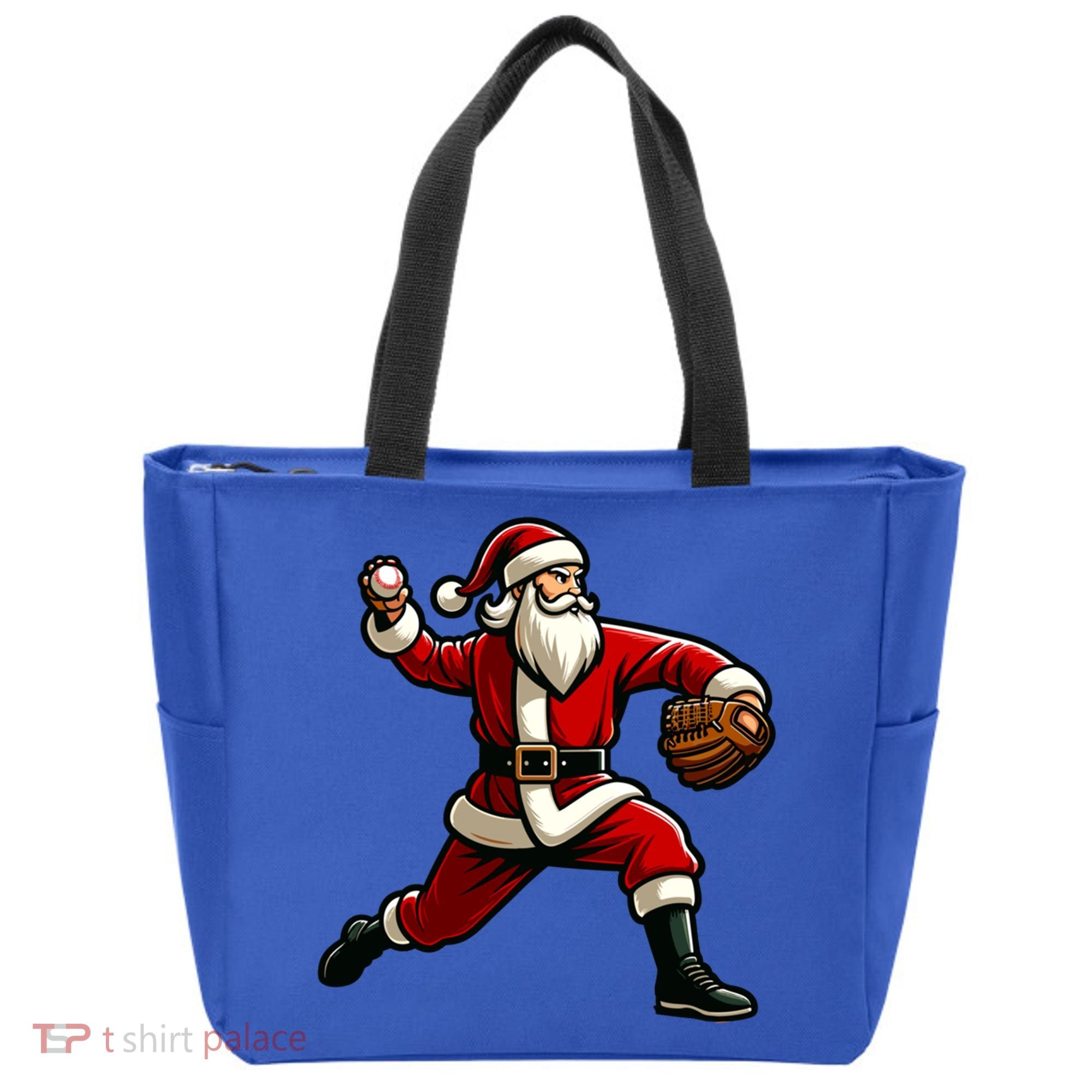 Christmas Santa Claus Baseball Pitcher Teens Xmas Funny Gift Tote Bag