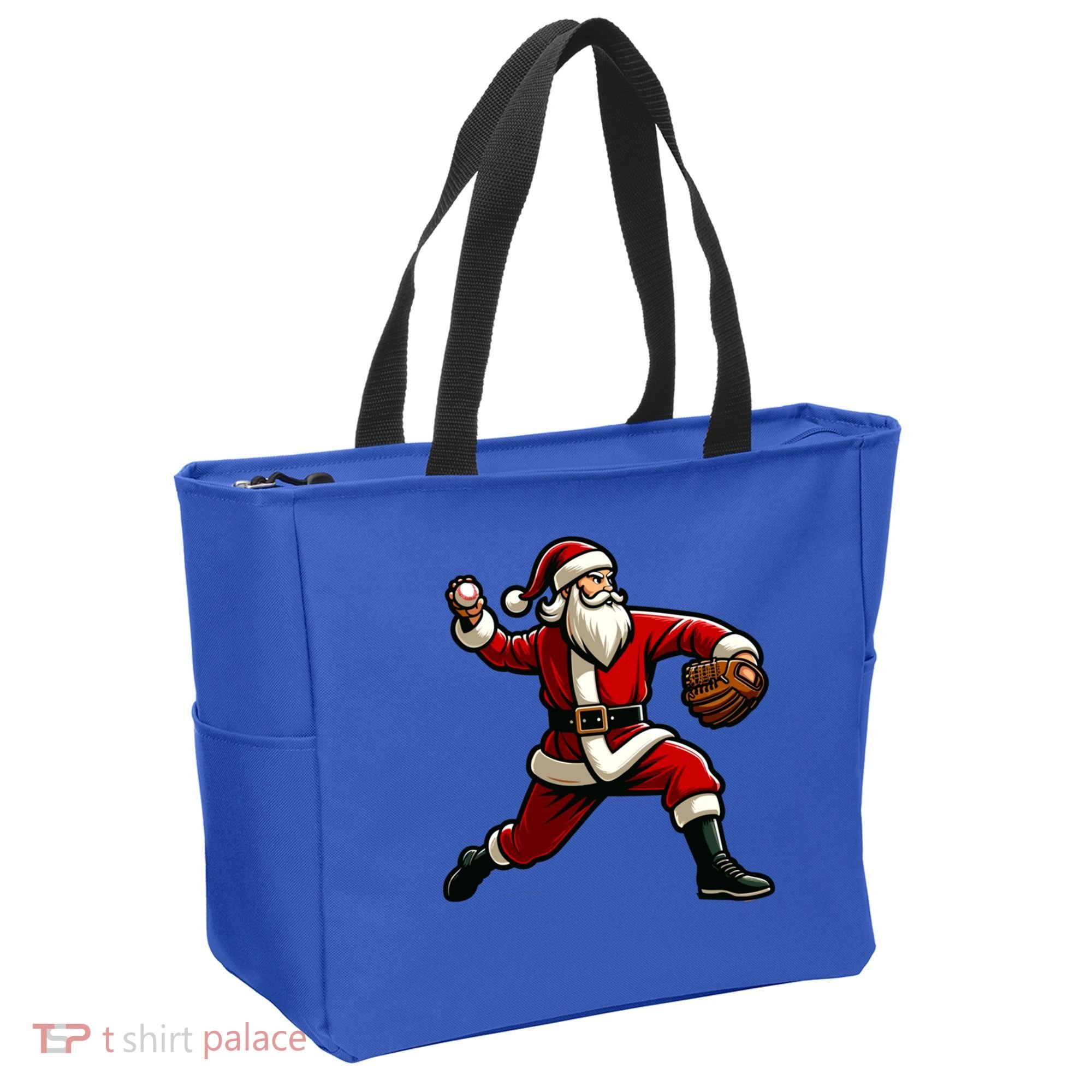 Christmas Santa Claus Baseball Pitcher Teens Xmas Funny Gift Tote Bag