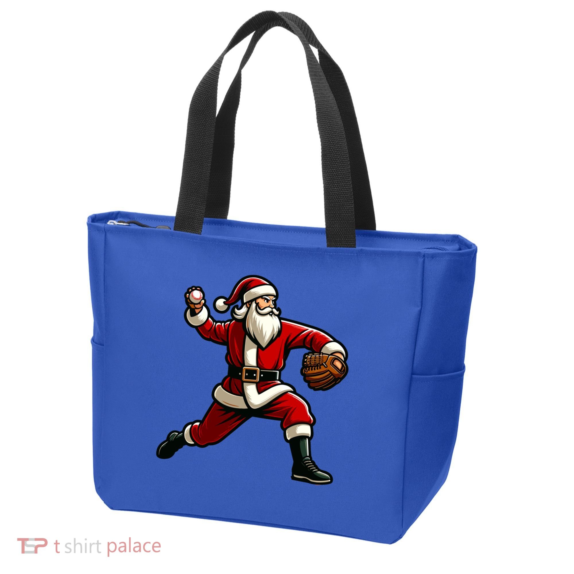 Christmas Santa Claus Baseball Pitcher Teens Xmas Funny Gift Tote Bag