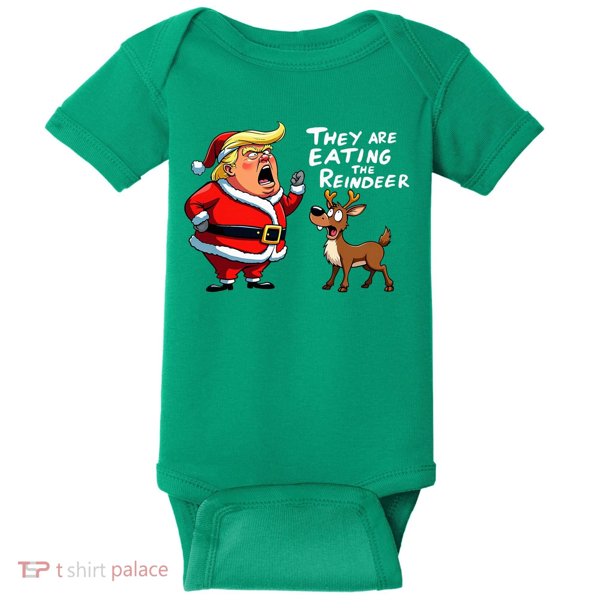 Christmas Santa Claus Trump They Are Eating The Reindeer Baby Bodysuit