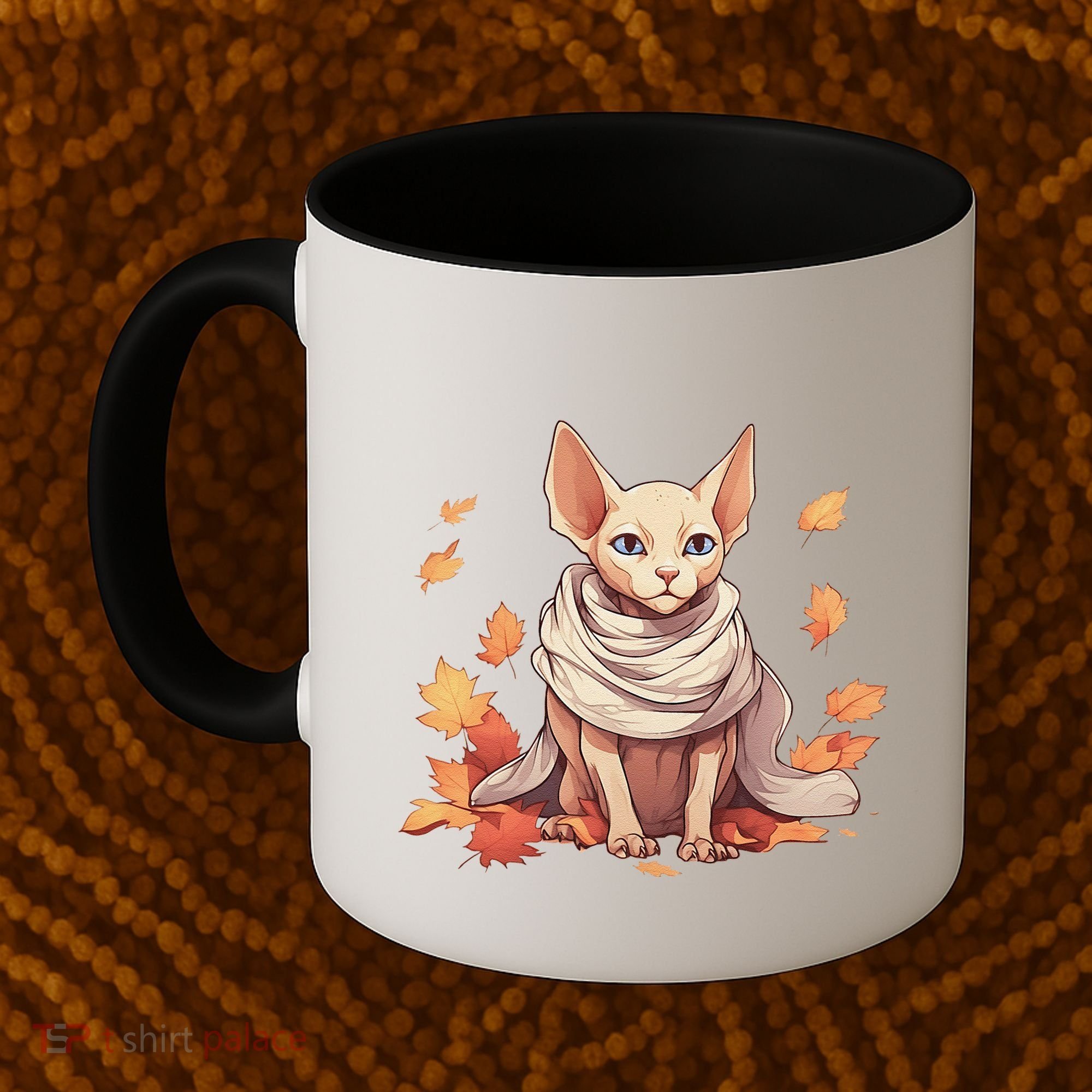 Cute Sphynx Cat Autumn Hairless Adorable Sphynx Cat Lover Coffee Mug