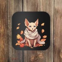 Cute Sphynx Cat Autumn Hairless Adorable Sphynx Cat Lover Coaster thumb 0