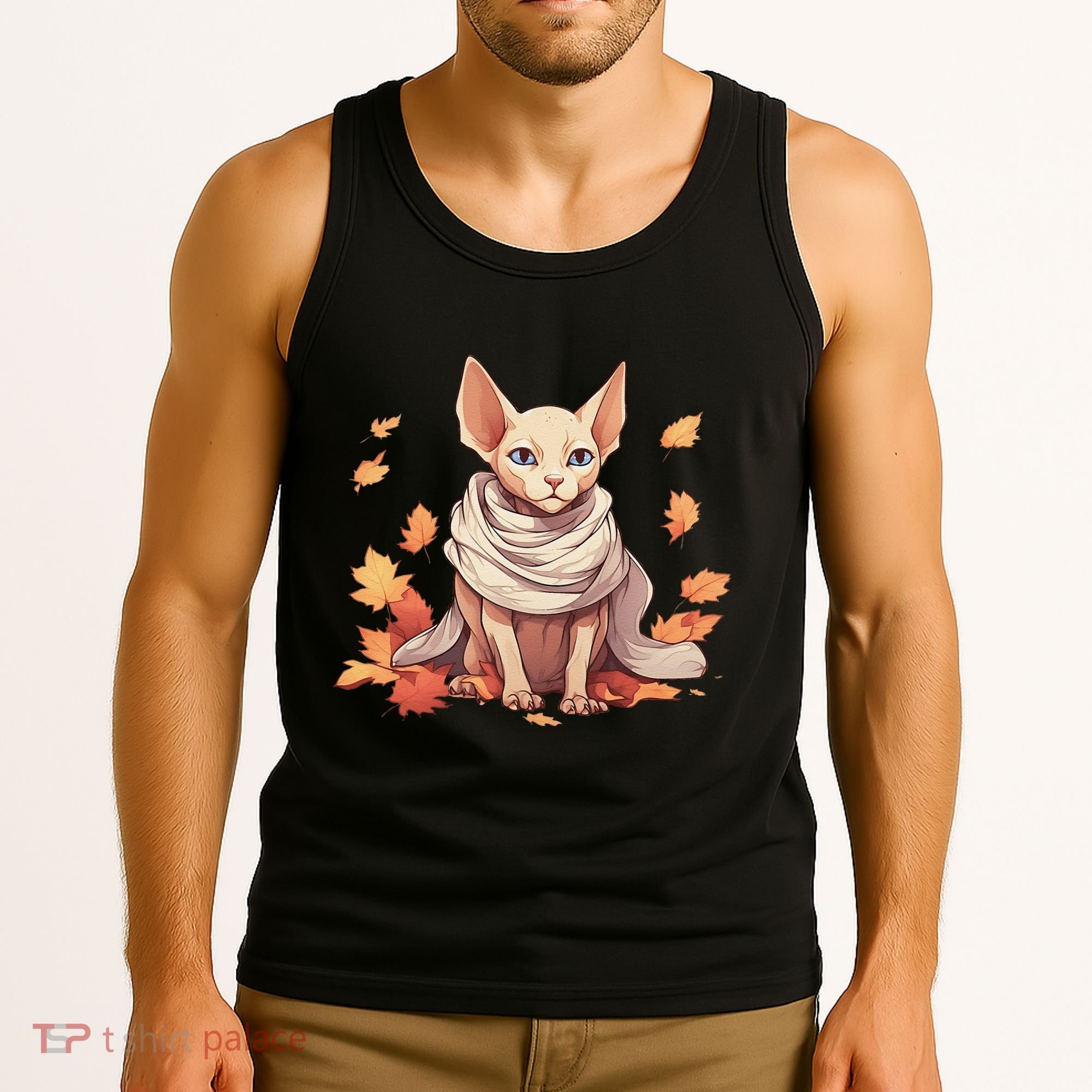 Cute Sphynx Cat Autumn Hairless Adorable Sphynx Cat Lover Tank Top