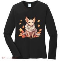 Cute Sphynx Cat Autumn Hairless Adorable Sphynx Cat Lover Women's Long Sleeve Shirt thumb 0